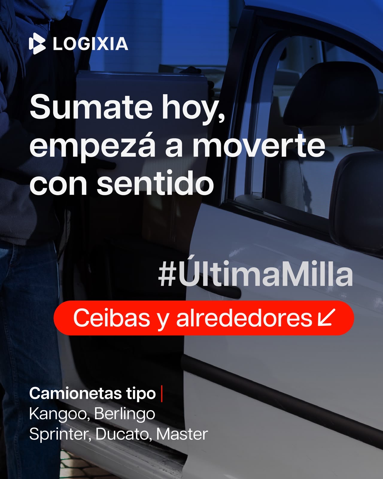 Logixia busca camionetas con chofer para reparto de Mercado Libre en Ceibas y alrededores